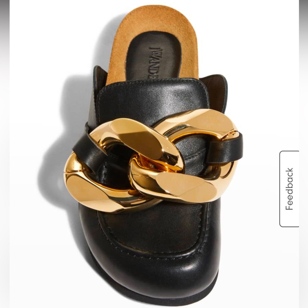 JW ANDERSON BLACK CHUNKY NAPA CHAIN SLIDE MULES SZ 36